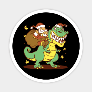 Funny Santa riding T-rex Magnet